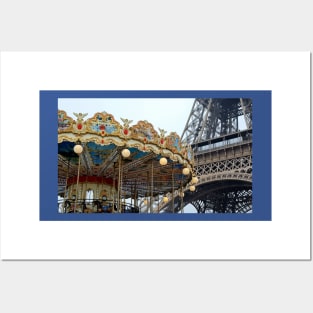 Paris Carousel and Eiffel Tower Posters and Art